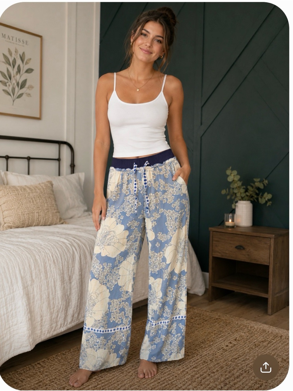 Anthropologie Lilka Wide Leg Lounge Pants Boho Lounge Cozy Sleepwear Size S